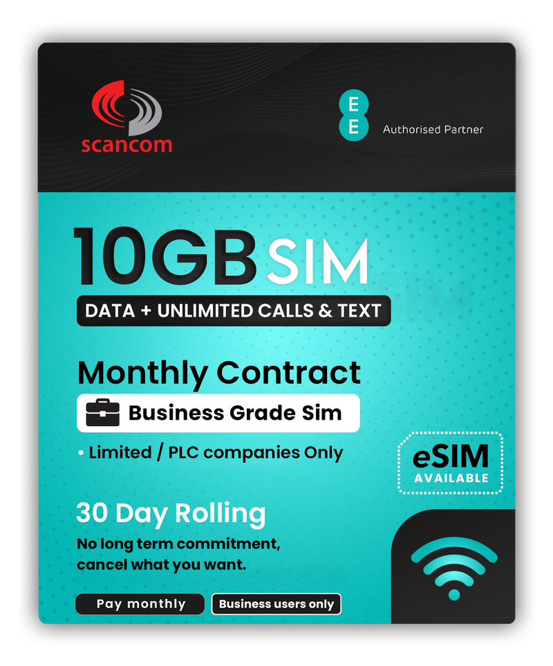 EE Unlimited / 100GB / 50GB / 10GB Data Calls & Texts 30 Day Rolling Sim from £21pm