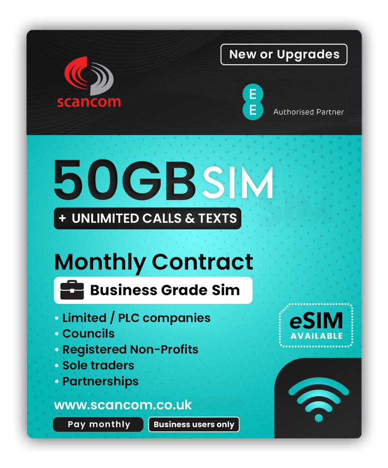 EE 50GB or 100GB UK Data + UK Unlimited Calls & Texts for 36 months