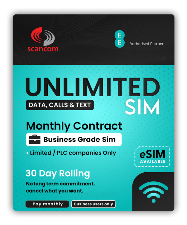 EE Unlimited / 100GB / 50GB / 10GB Data Calls & Texts 30 Day Rolling Sim from £21pm