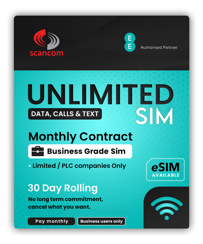 EE Unlimited / 100GB / 50GB / 10GB Data Calls & Texts 30 Day Rolling Sim from £21pm