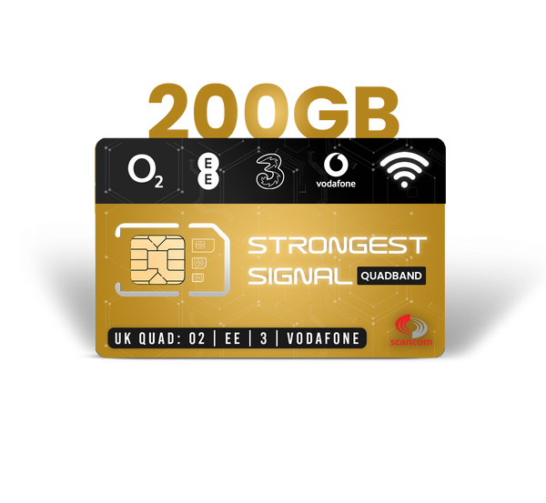 Multi Network 200GB Data SIM UK - EE O2 Three Vodafone Preloaded Data Every Month for 6 / 12 / 24 / 36 months