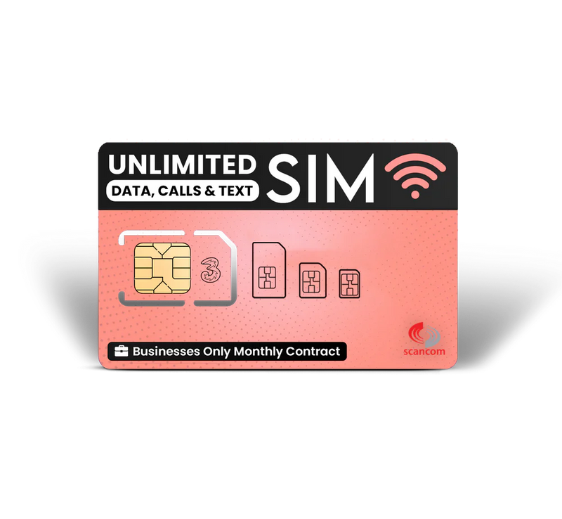 Three Large Business Unlimited SIMS from £5.00 per month 100 pack