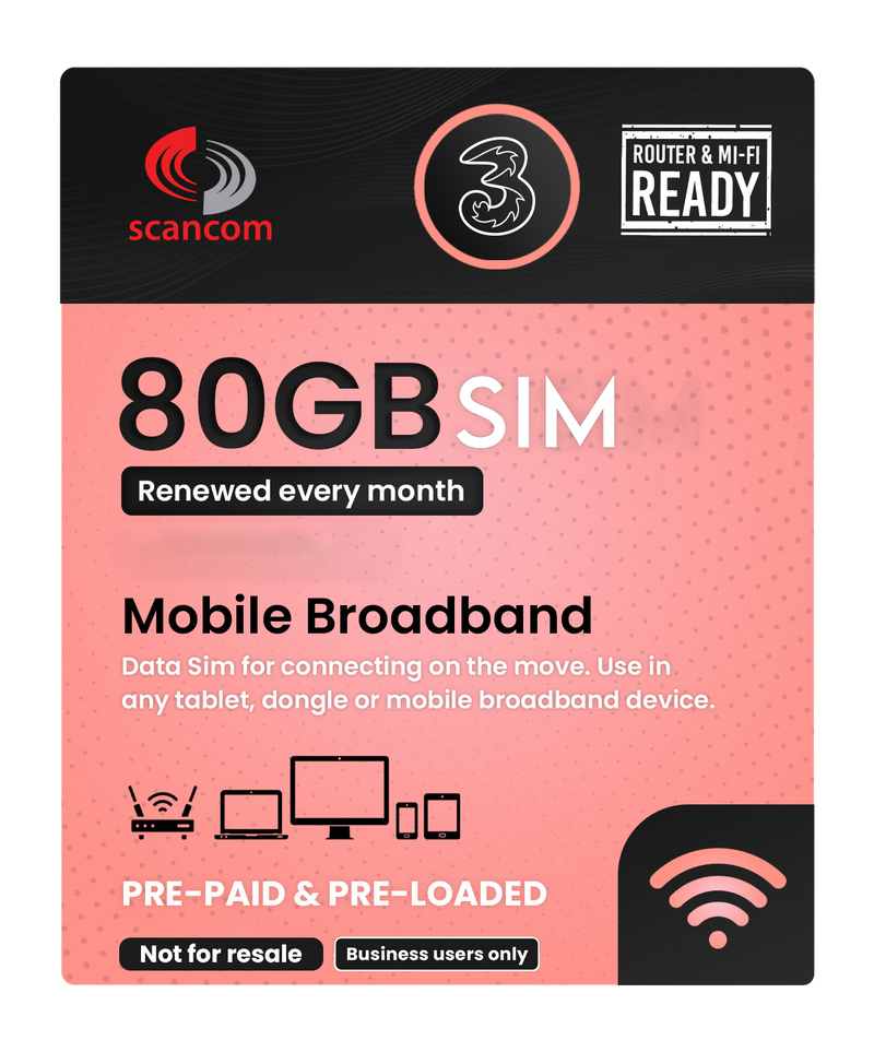 Three 80GB Preloaded Data Sim Per Month - Choose your expiry 8th of the month