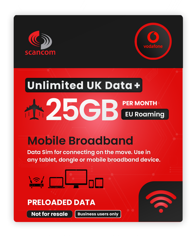 Vodafone 12 Months UK Unlimited Data + 25GB per month Inclusive Global Roaming (79 Countries)