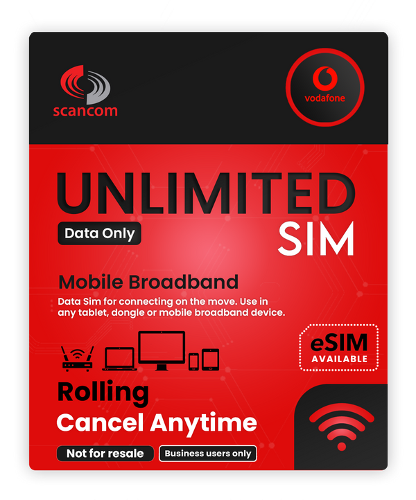 Vodafone Unlimited Data SIM - Pay Monthly £19pm - Cancel Anytime - Business Users Only