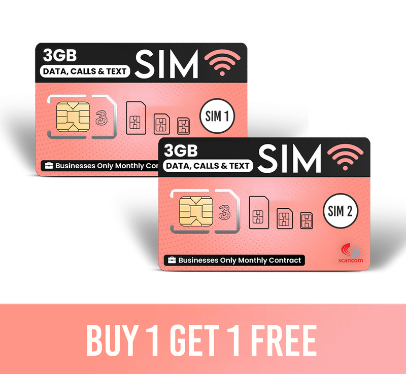 Three 3GB Data Calls & Texts SIM £5pm (Buy 1 get 1 Free*)